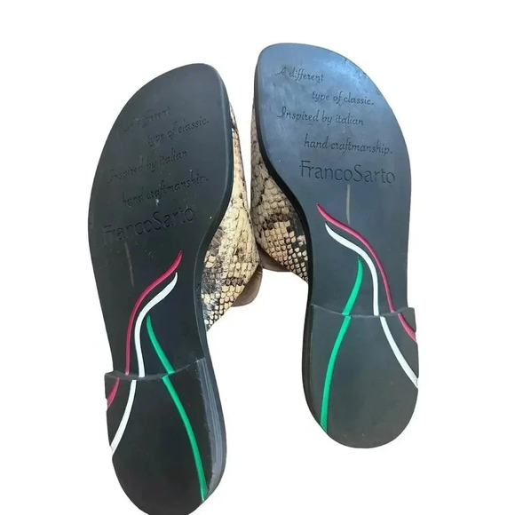 Franco Sarto Tan Mules Snakeskin Slip On Bocca Slide Shoes Size 8M - Picture 5 of 5